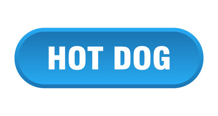 hot dog button. hot dog rounded blue sign. hot dog
