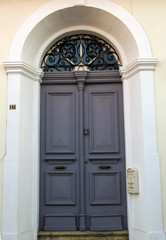 Old-fashioned vintage mediterranean house door, Limassol, Cyprus