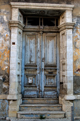 Fototapeta na wymiar Old-fashioned vintage mediterranean house door, Limassol, Cyprus