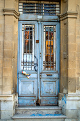 Old-fashioned vintage mediterranean house door, Limassol, Cyprus