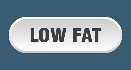 low fat button. low fat rounded white sign. low fat
