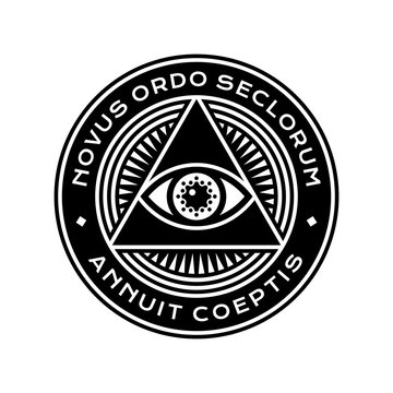New World Order Symbol with All-Seeing Eye of Providence. Novus Ordo Seclorum