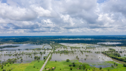Aerial view of major floods Caused by river overflowing  Resulting in the northeast region Of...