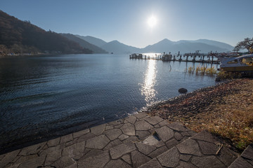 Lake Chuzenji Nikko, Japan in Autumn fall season.