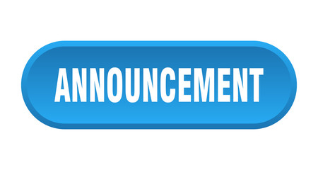 announcement button. announcement rounded blue sign. announcement