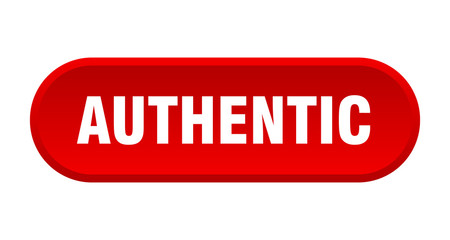 authentic button. authentic rounded red sign. authentic