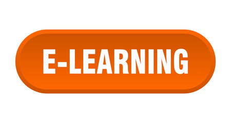 e-learning button. e-learning rounded orange sign. e-learning