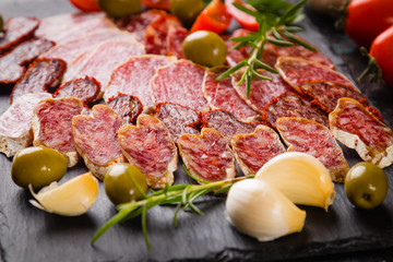 Cured pork and beef sausages