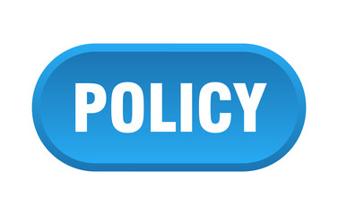 policy button. policy rounded blue sign. policy