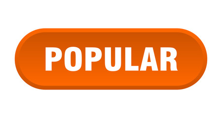 popular button. popular rounded orange sign. popular