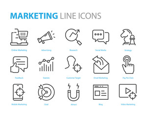 set of marketing icons, seo, analytics, ads, business