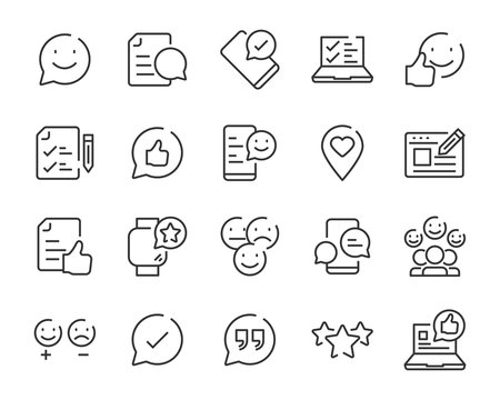 set of feedback icons, rating, review, content
