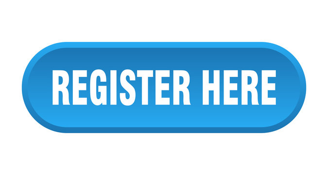 register here button. register here rounded blue sign. register here