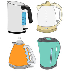  white background, set, electric kettle collection