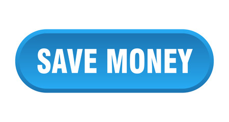 save money button. save money rounded blue sign. save money