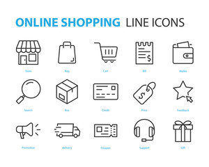 set of shopping online icons, sale, store, customer, bag, cart, ecommerce