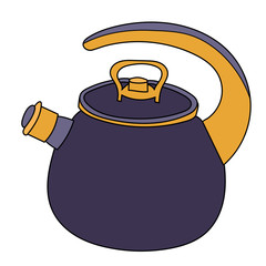 white background, a kettle with a handle for a stove with a whistle