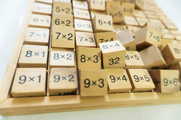 Educational wooden multiplication table