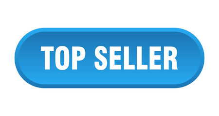 top seller button. top seller rounded blue sign. top seller