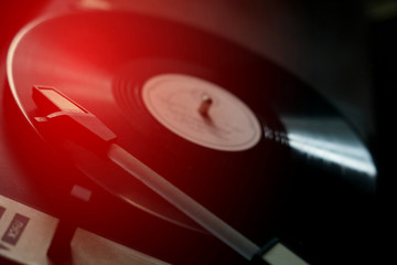 The old gramophone on the table vintage