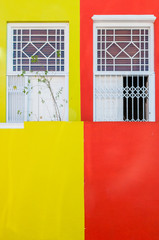 Yellow and Red doors side by side