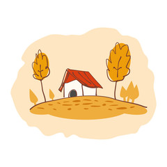 autumn suburban house