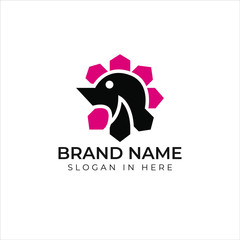 Head of Rooster logo icon illustration