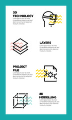 3D PRINTING AND MODELLING LINE ICON CONCEPT