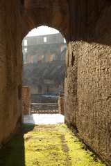 Colosseum arch in Rome roman amphitheater, Italy. Main italian landmark