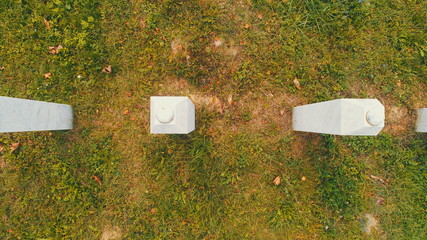 SREBRENICA, Potocari, Bosnia and Herzegovina Flying above the graves of murdered men and young boys...