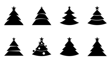 Christmas tree icons vector design. Set of Christmas trees isolated on white