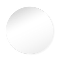 simple round empty white sticker or badge with transparent shadow vector illustration