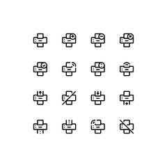 Set of device, printer, print, outline style icon - vector