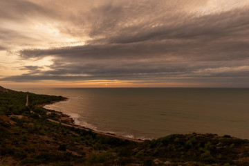 Obraz premium Sunrise from the Benicassim viewpoint, Costa azahar