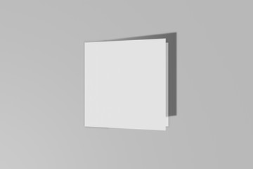 Mockup square booklet, brochure, invitation isolated on a grey background with hard cover and realistic shadow. 3D rendering.