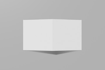 Mockup square booklet, brochure, invitation isolated on a grey background with hard cover and realistic shadow. 3D rendering.