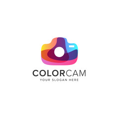 Obraz premium Color camera logo vector icon