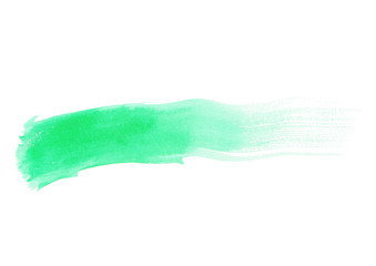 Green watercolor brush stroke. Green watercolor texture isolated