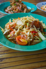 Thai northeast food, Som Tum or papaya salad.