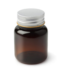 Brown plastic medical bottle