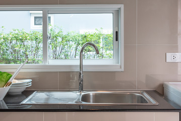 modern sink in modern kitchen room