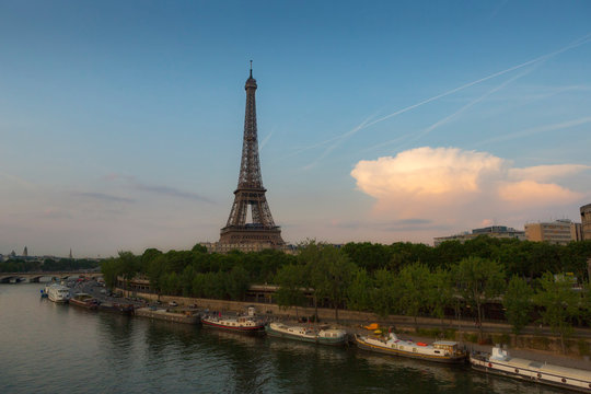 Eiffel Tower, a wrought-iron lattice tower on the Champ de Mars in Paris, France.
