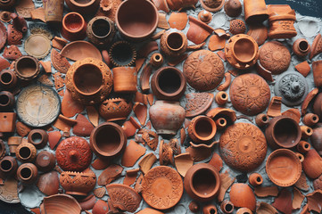 Pots clay background from Koh Kret, Thailand