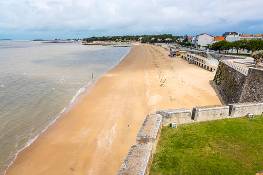 View on the Grande Plage and Fort Vauban in Fouras-les-Bains, Charente-Maritime, France