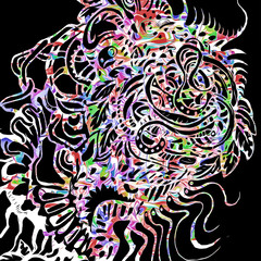 Abstract creative wallpaper with colors blots isolated on white background - Illustration