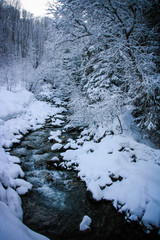 Paysage de neige à Vaujany, alpes françaises, vallée de l'Oisans