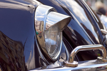 Head lamps of the old car. Oldtimer