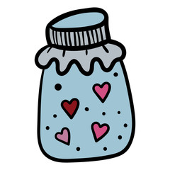 Jar of hearts. jar full of love. Happy Valentine's Day. Vector illustration