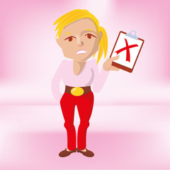 Frau mit Klemmbrett und der Antrag ist leider abgelehnt worden