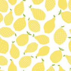 Scandinavian lemon print. Seamless pattern. Vector illustration.